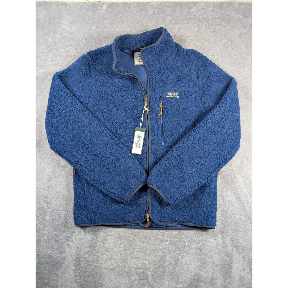 Alpine Design Mens Jacket Size Small Blue Sherpa Teddy Outdoor Camp Cabin Soft